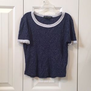 Blue and white speckled crop top